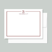 Papelaria Inicial Monograma Pessoal Vermelho Escur
