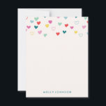 Cartão De Notas Papelaria Little Hearts - Azul Turquesa<br><div class="desc">Papelaria de menina com muitos corações coloridos.</div>