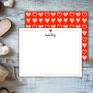 Cartão De Notas Papelaria Minimalista Chic com Coração em Renda Es