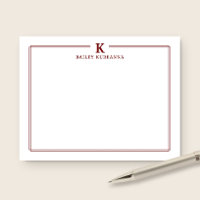 Papelaria Minimalista Inicial Escuro Vermelho Duas