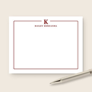 Cartão De Notas Papelaria Minimalista Inicial Escuro Vermelho Duas