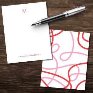 Cartão De Notas Papelaria Moderna e Abstrata com Monograma e Nome
