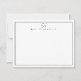 Cartão De Notas Papelaria Monograma Borda Verde Inicial Família