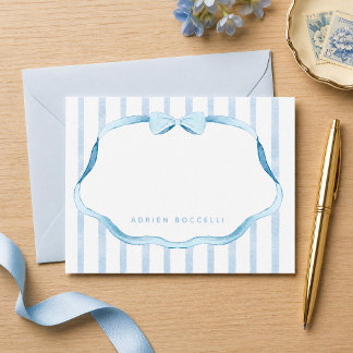 Cartão De Notas Papelaria para Bebê Menino Azul e Branco