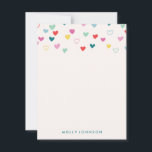 Cartão De Notas Papelaria Pequena - Teal<br><div class="desc">Papelaria feminina com muitos corações coloridos.</div>