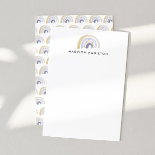 Cartão De Notas Papelaria Personalizada Arco-íris Aquarela Azul