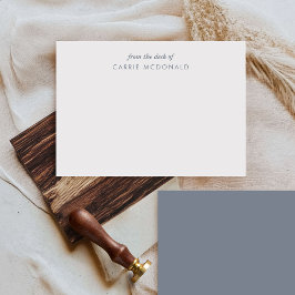 Cartão De Notas Papelaria Personalizada Azul e Branco Elegante