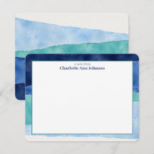 Papelaria Personalizada Blue Ocean Watercolor Flat