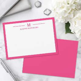 Cartão De Notas Papelaria Personalizada Clássica Simples Rosa