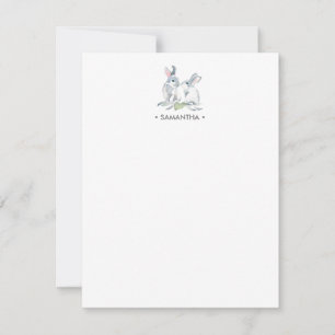 Cartão De Notas Papelaria Personalizada Coelho Aquarela