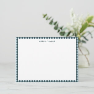 Cartão De Notas Papelaria Personalizada com Borda Xadrez Azul Escu