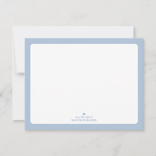 Cartão De Notas Papelaria Personalizada Coração Simples Azul