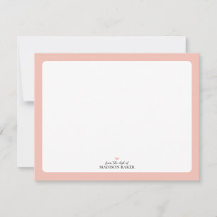 Cartão De Notas Papelaria Personalizada Coração Simples Rosa