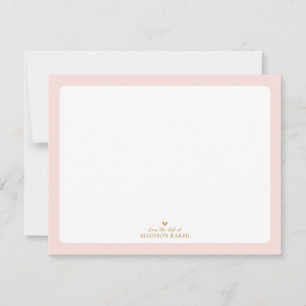 Cartão De Notas Papelaria Personalizada   Coração Simples Rosa e D