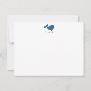 Cartão De Notas Papelaria Personalizada de Baleia Azul Marinho par