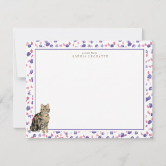 Cartão De Notas Papelaria Personalizada de Gato Castanho