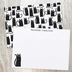 Cartão De Notas Papelaria Personalizada de Gato Preto Divertido