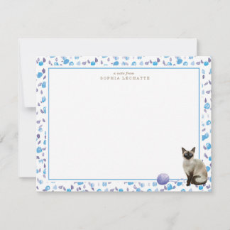Cartão De Notas Papelaria Personalizada de Gato Siamês