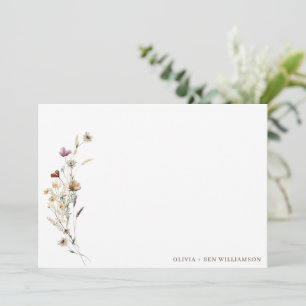 Cartão De Notas Papelaria Personalizada de Nomes de Casais Flor Si