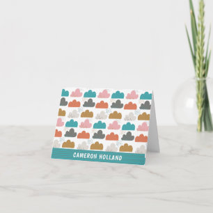 Cartão De Notas Papelaria Personalizada de Nuvens Coloridas Fofas