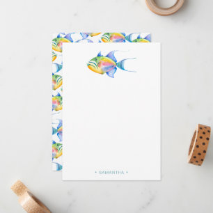 Cartão De Notas Papelaria Personalizada de Peixes Tropicais Colori