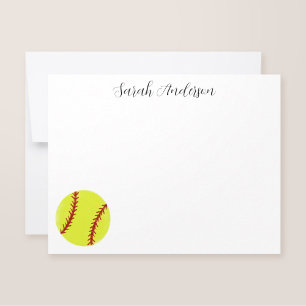 Cartão De Notas Papelaria Personalizada de Softbol Fofa e Macia