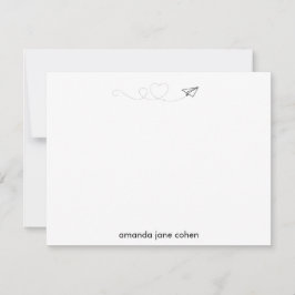 Cartão De Notas Papelaria Personalizada do Coração do Avião