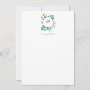 Cartão De Notas Papelaria Personalizada Flamingo Rosa Tropical