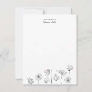 Cartão De Notas Papelaria Personalizada Flor de Papoula Nota