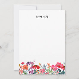 Cartão De Notas Papelaria personalizada floral de jardim colorido