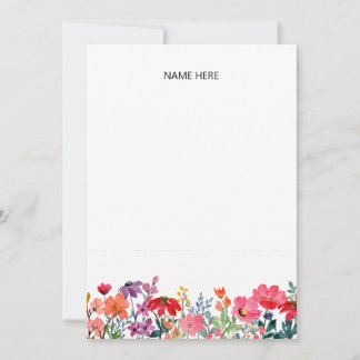 Cartão De Notas Papelaria personalizada floral de jardim colorido