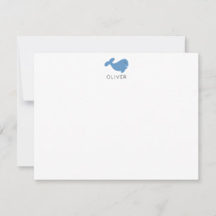 Cartão De Notas Papelaria Personalizada Infantil Baleia Azul Claro