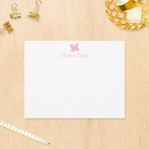 Cartão De Notas Papelaria Personalizada Infantil Borboleta Rosa Do