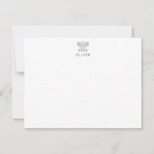 Cartão De Notas Papelaria Personalizada Infantil Elefante Flat