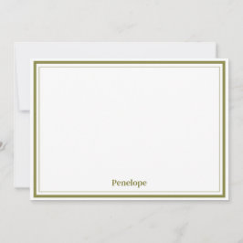 Cartão De Notas Papelaria Personalizada Minimalista Oliva 