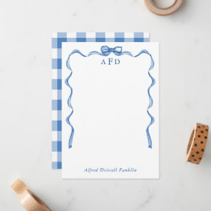 Cartão De Notas Papelaria Personalizada para Bebê com Laço Azul e