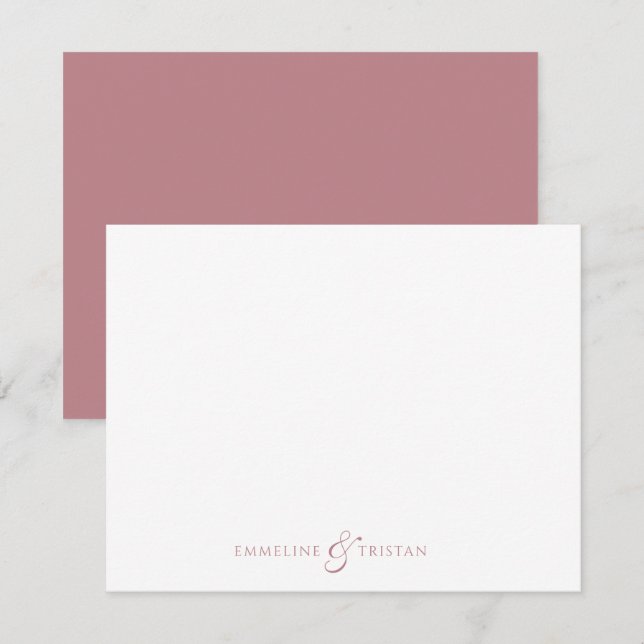 Cartão De Notas Papelaria Personalizada para Casais Rosa Empoeirad (Frente/Verso)