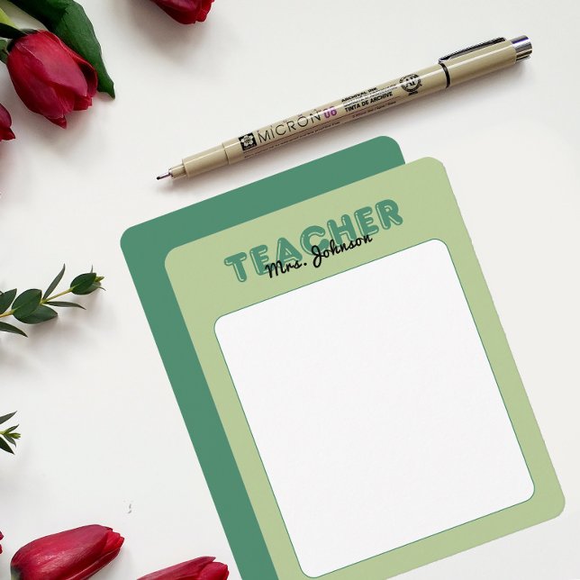 Cartão De Notas Papelaria Personalizada para Professores Final de  (Personalize Teacher Stationery Year End Green Note Card)