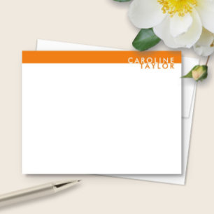 Cartão De Notas Papelaria Personalizada Préppy Laranja Vibrante