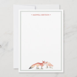 Cartão De Notas Papelaria Personalizada Raposa Vermelha