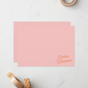 Cartão De Notas Papelaria Personalizada Simples Rosa Laranja Scrip