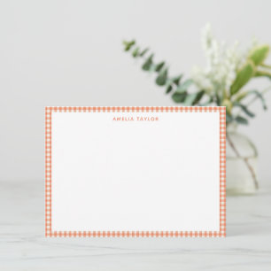 Cartão De Notas Papelaria Personalizada Xadrez Laranja Coral