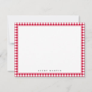 Cartão De Notas Papelaria personalizada xadrez vermelho e branco