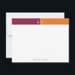 Cartão De Notas Papelaria Pessoal Faixa Laranja Bege Monograma<br><div class="desc">Este design simples e moderno apresenta uma faixa de 2 cores com 2 iniciais e nome/texto na parte inferior. Clique no botão personalizar se desejar ajustar os elementos do design e/ou modificar ainda mais o texto! Variações deste design, cores adicionais, bem como produtos coordenados estão disponíveis em nossa loja, zazzle.com/store/doodlelulu....</div>