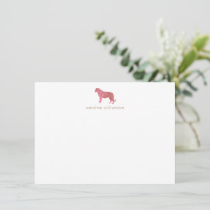 Cartão De Notas Papelaria Pessoal Simples Rosa com Tigre Estiloso