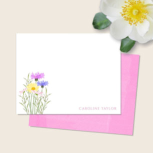 Cartão De Notas Papelaria Primavera Floral Aquarela Flores Silvest