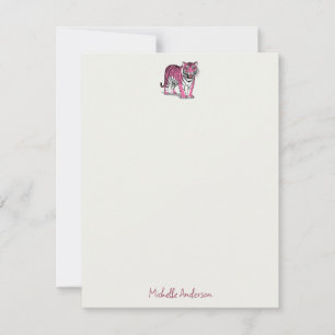 Cartão De Notas Papelaria Rosa de Tigre Personalizada da Moda