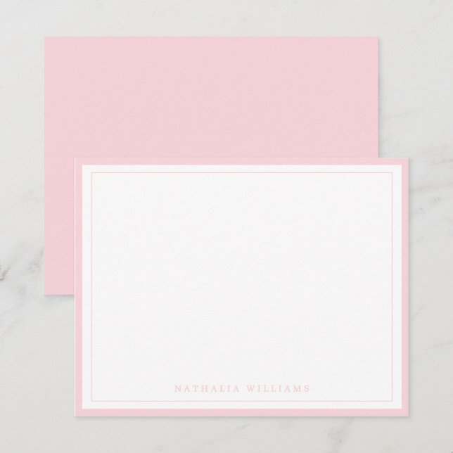 Cartão De Notas Papelaria Simples Básica com Borda Rosa (Frente/Verso)