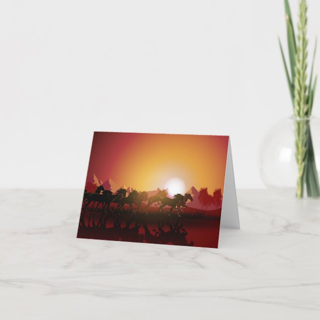 Cartão De Notas Papercut para cavalos selvagens (Frente)