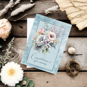 Cartão De Notas Parabéns no buquê floral do seu casamento